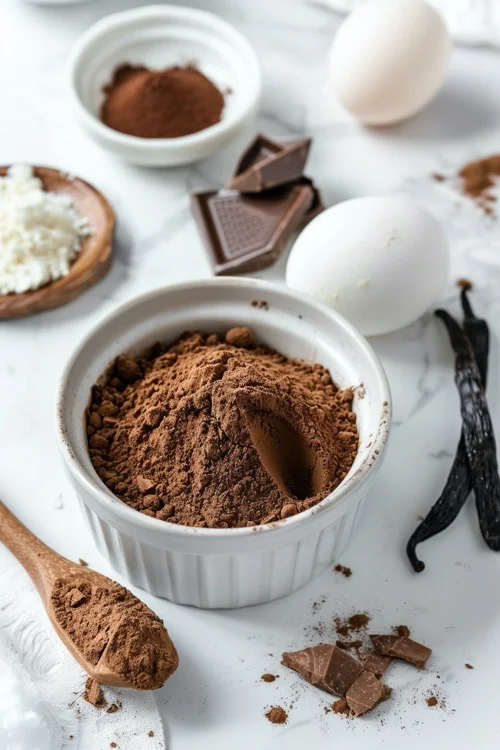 ingredientes bizcocho de chocolate keto en microondas